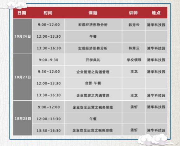 融商工商管理总裁班2018年10月26-28日课程安排
